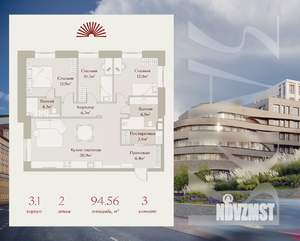 3-к квартира, вторичка, 95м2, 2/8 этаж