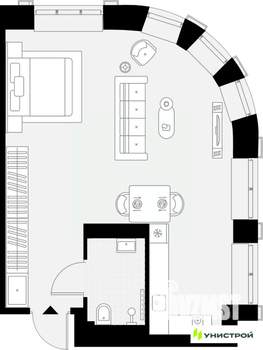 1-к квартира, вторичка, 45м2, 3/27 этаж