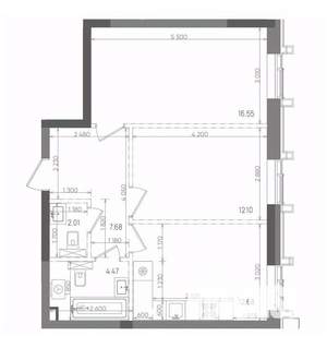 2-к квартира, вторичка, 55м2, 21/22 этаж