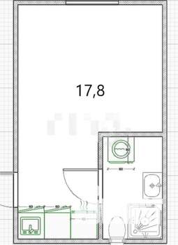 Студия квартира, вторичка, 18м2, 4/5 этаж