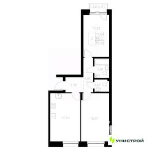 2-к квартира, вторичка, 69м2, 4/8 этаж