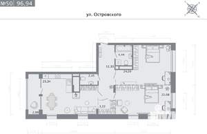 2-к квартира, строящийся дом, 97м2, 8/8 этаж