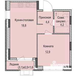 1-к квартира, строящийся дом, 42м2, 6/14 этаж