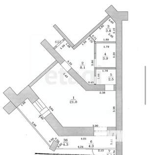 1-к квартира, вторичка, 42м2, 9/9 этаж
