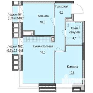 2-к квартира, строящийся дом, 49м2, 6/14 этаж