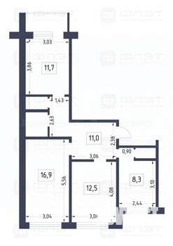 3-к квартира, вторичка, 67м2, 9/10 этаж