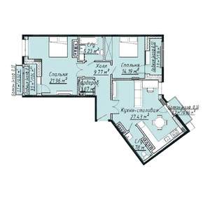 3-к квартира, строящийся дом, 89м2, 4/7 этаж