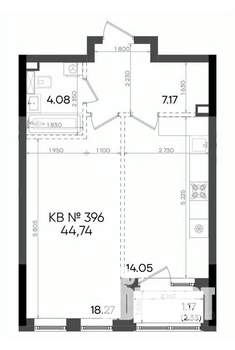 1-к квартира, вторичка, 45м2, 10/23 этаж