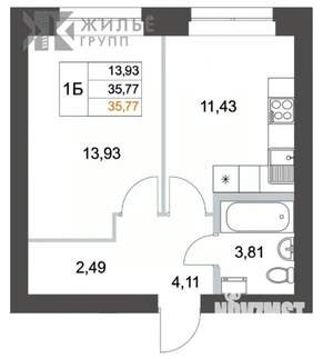 1-к квартира, вторичка, 34м2, 4/10 этаж