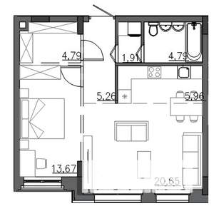 2-к квартира, вторичка, 57м2, 2/4 этаж