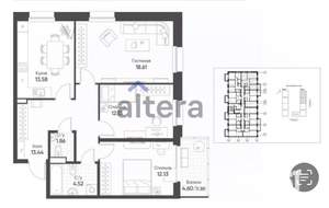 3-к квартира, вторичка, 76м2, 3/8 этаж