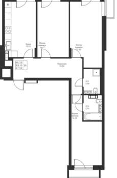 3-к квартира, вторичка, 86м2, 6/24 этаж
