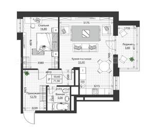 2-к квартира, строящийся дом, 72м2, 1/4 этаж