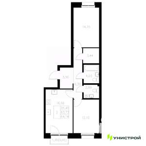 2-к квартира, вторичка, 64м2, 5/8 этаж