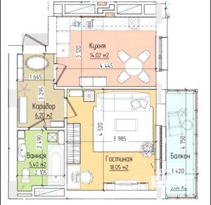 1-к квартира, вторичка, 46м2, 13/14 этаж