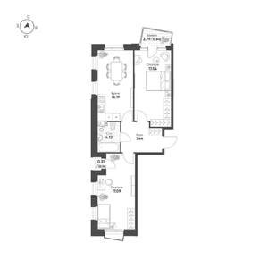 2-к квартира, строящийся дом, 63м2, 7/19 этаж