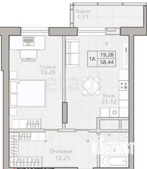 2-к квартира, вторичка, 56м2, 7/22 этаж