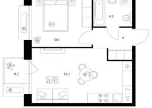 1-к квартира, вторичка, 39м2, 11/26 этаж