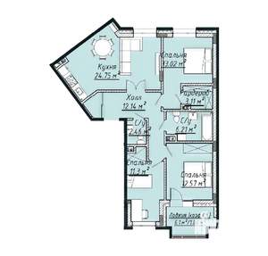 3-к квартира, строящийся дом, 89м2, 4/7 этаж