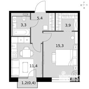 1-к квартира, вторичка, 40м2, 7/19 этаж