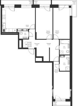 3-к квартира, вторичка, 98м2, 7/24 этаж
