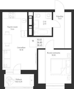 1-к квартира, вторичка, 38м2, 4/23 этаж