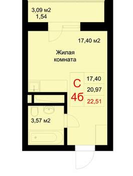 Студия квартира, строящийся дом, 23м2, 7/10 этаж