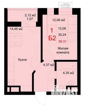 1-к квартира, строящийся дом, 36м2, 2/10 этаж