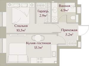 1-к квартира, вторичка, 39м2, 4/8 этаж