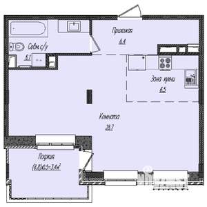 Студия квартира, строящийся дом, 51м2, 3/4 этаж