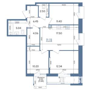 3-к квартира, строящийся дом, 72м2, 6/13 этаж