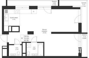 1-к квартира, вторичка, 57м2, 5/25 этаж