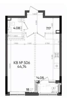 1-к квартира, вторичка, 45м2, 20/23 этаж