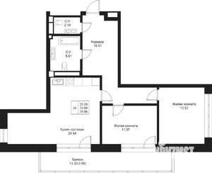 2-к квартира, вторичка, 79м2, 3/5 этаж