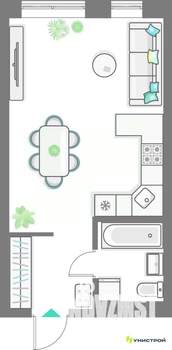 1-к квартира, вторичка, 33м2, 9/10 этаж