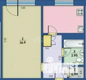 1-к квартира, вторичка, 41м2, 8/15 этаж