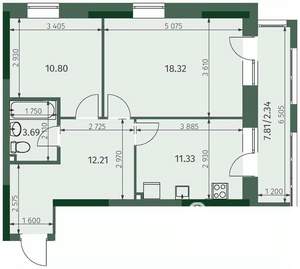2-к квартира, вторичка, 59м2, 20/25 этаж