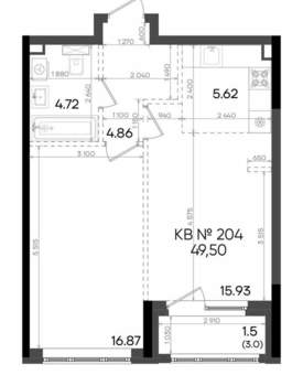 2-к квартира, вторичка, 50м2, 11/23 этаж