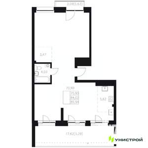 1-к квартира, вторичка, 90м2, 7/8 этаж