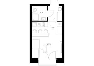 Студия квартира, вторичка, 21м2, 2/26 этаж