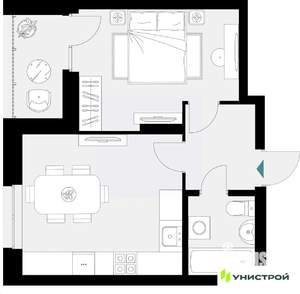 1-к квартира, вторичка, 40м2, 6/18 этаж