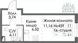 Студия квартира, вторичка, 26м2, 11/24 этаж