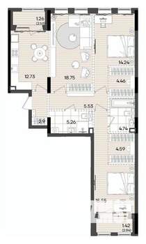 3-к квартира, вторичка, 91м2, 7/9 этаж