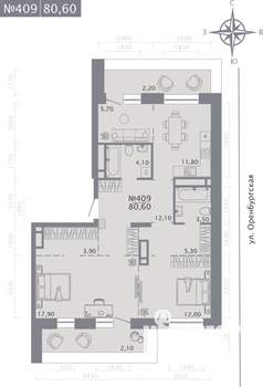 2-к квартира, строящийся дом, 81м2, 8/25 этаж