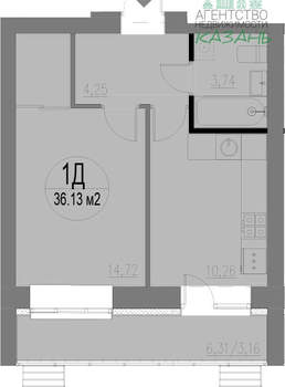 1-к квартира, вторичка, 36м2, 9/10 этаж