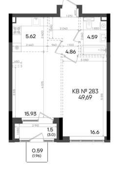 2-к квартира, вторичка, 50м2, 21/23 этаж