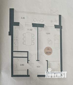 1-к квартира, вторичка, 39м2, 2/18 этаж