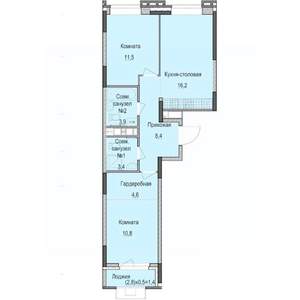 2-к квартира, строящийся дом, 60м2, 8/14 этаж