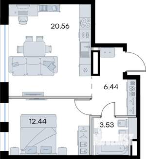 1-к квартира, вторичка, 43м2, 7/8 этаж