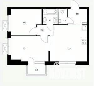 3-к квартира, строящийся дом, 53м2, 15/17 этаж